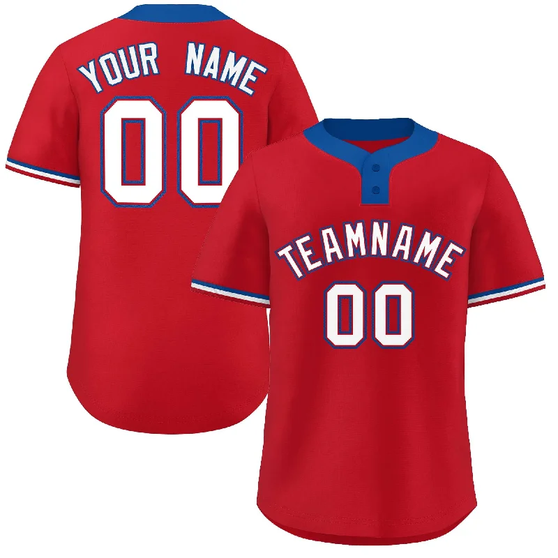 Custom Red White-Royal Classic Style Authentic Two-Button Baseball Jersey