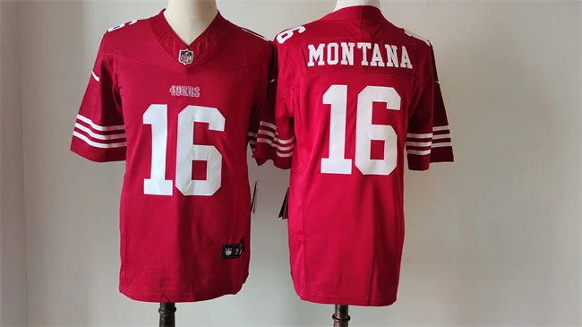 Men's San Francisco 49ers #16 Joe Montana Red 2023 F.U.S.E. Untouchable Limited Football Stitched Jersey