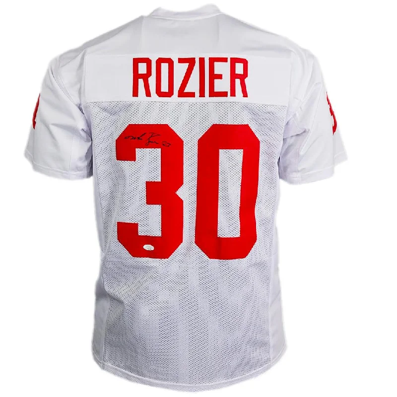 Mike Rozier Signed 83 Inscribed Nebraska College White Football Jersey (JSA)