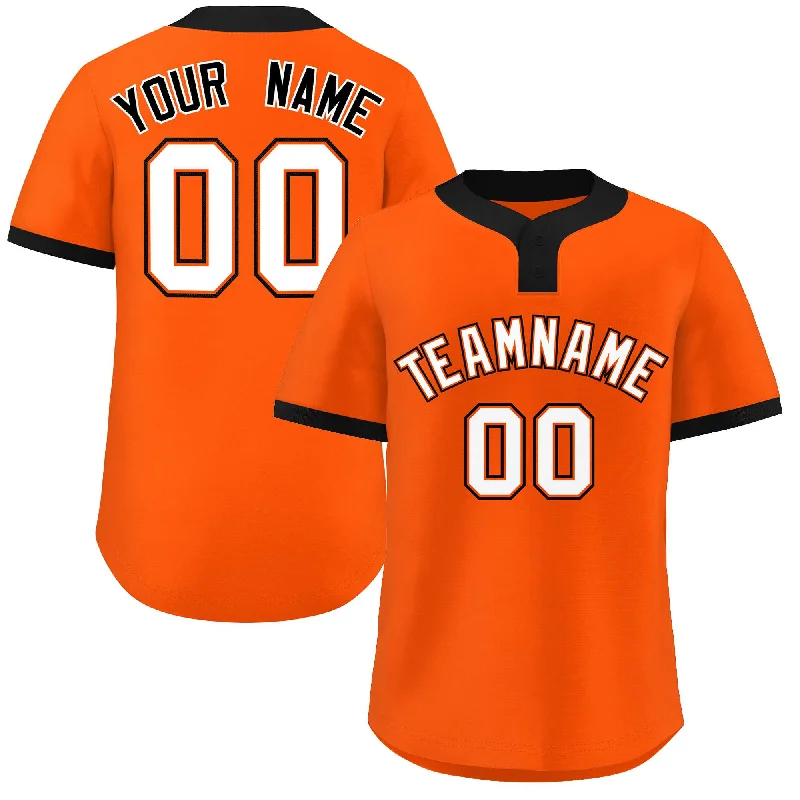 Custom Orange White-Black Classic Style Authentic Two-Button Baseball Jersey