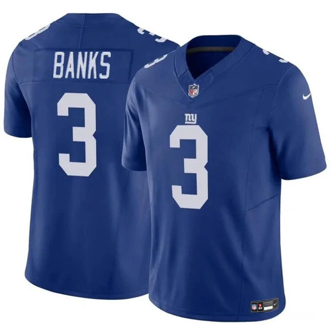 Men's New York Giants #3 Deonte Banks Blue 2023 F.U.S.E. Untouchable Limited Football Stitched Jersey