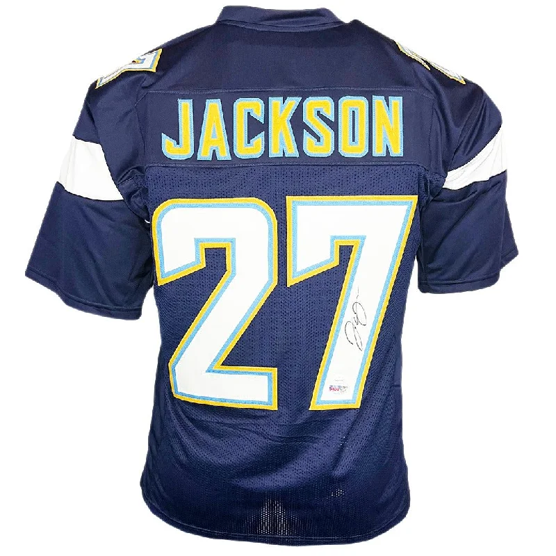 JC Jackson Signed Los Angeles Dark Blue Football Jersey (JSA)