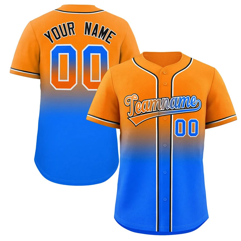 Custom Orange Powder Blue Gradient Fashion Authentic Baseball Jersey