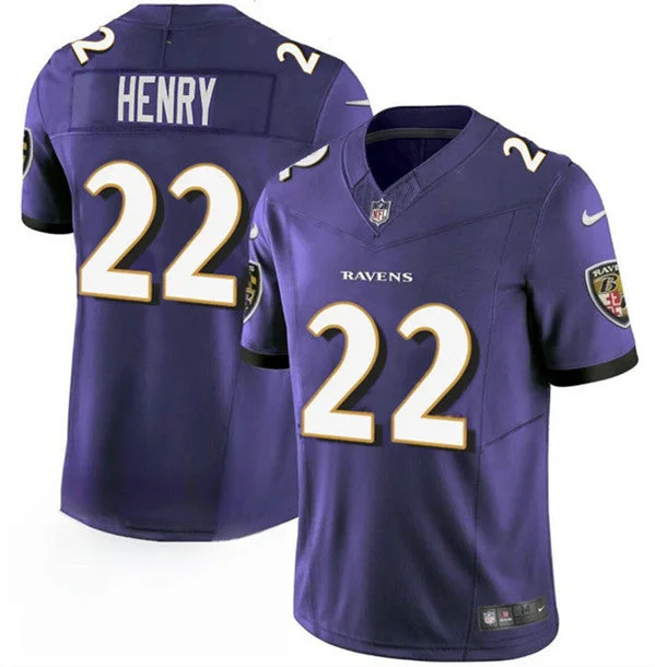 Men's Baltimore Ravens #22 Derrick Henry Purple 2023 F.U.S.E. Limited Football Stitched Jersey