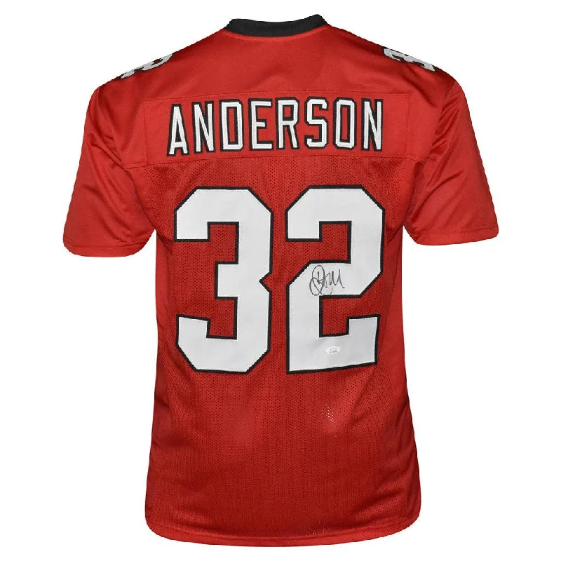 Jamal Anderson Signed Atlanta Pro Red Football Jersey (JSA)