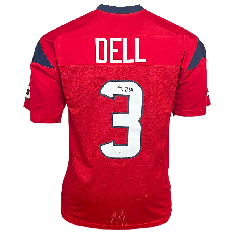 Tank Dell Signed Houston Red Football Jersey (JSA)