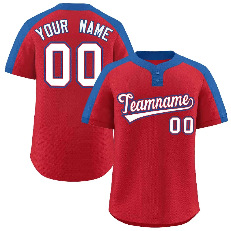 Custom Red White-Red Classic Style Authentic Two-Button Baseball Jersey