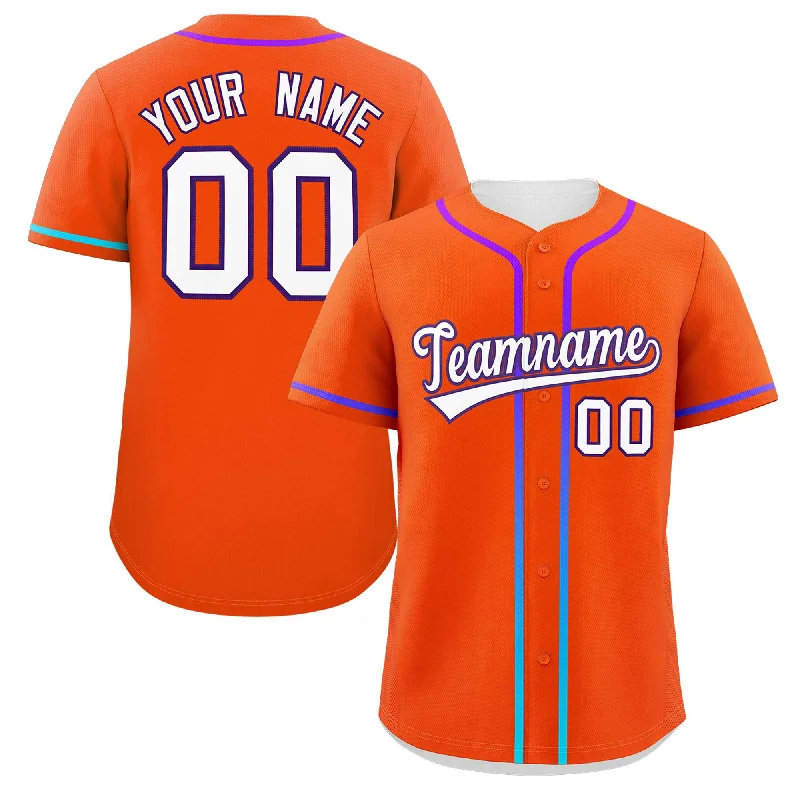 Custom Orange White Personalized Gradient Ribbed Design Authentic Baseball Jersey