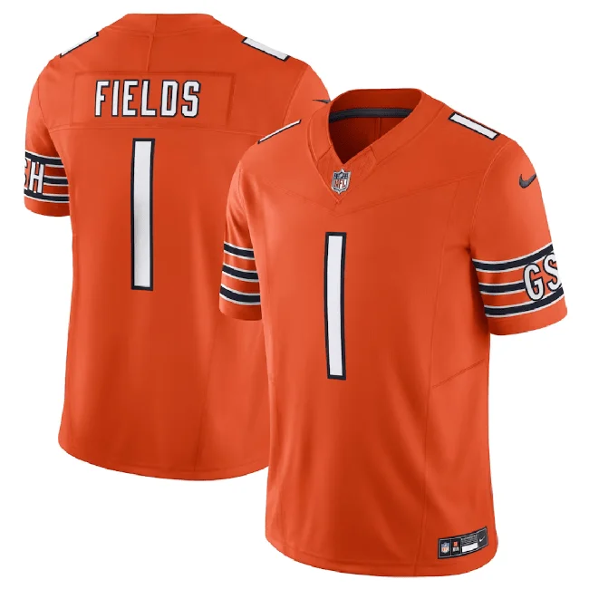 Men's Chicago Bears #1 Justin Fields Orange 2023 F.U.S.E. Untouchable Football Limited Stitched Jersey