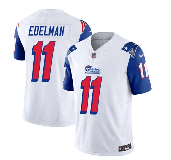 Men's New England Patriots #11 Julian Edelman White/Blue 2023 F.U.S.E. Limited Football Stitched Jersey