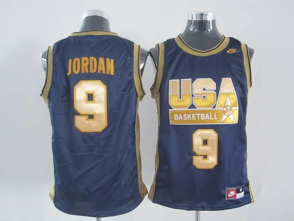 Team USA 9 (Golden Number) Basketball Jerseys