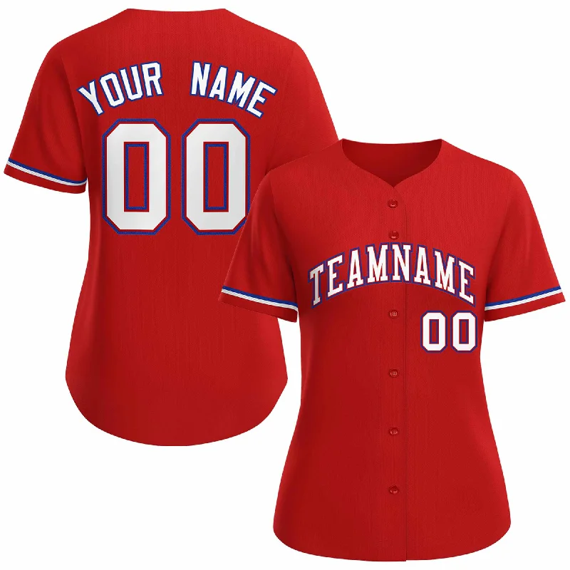 Custom Red White Red Classic Style Baseball Jersey for Women