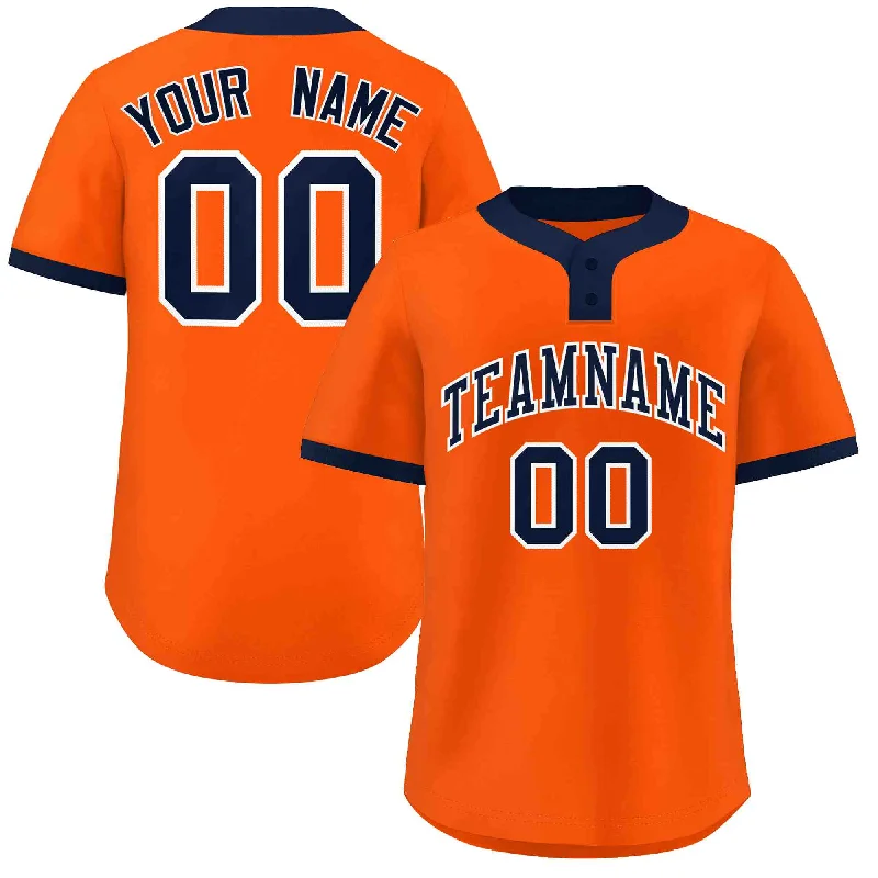 Custom Orange Navy-White Classic Style Authentic Two-Button Baseball Jersey