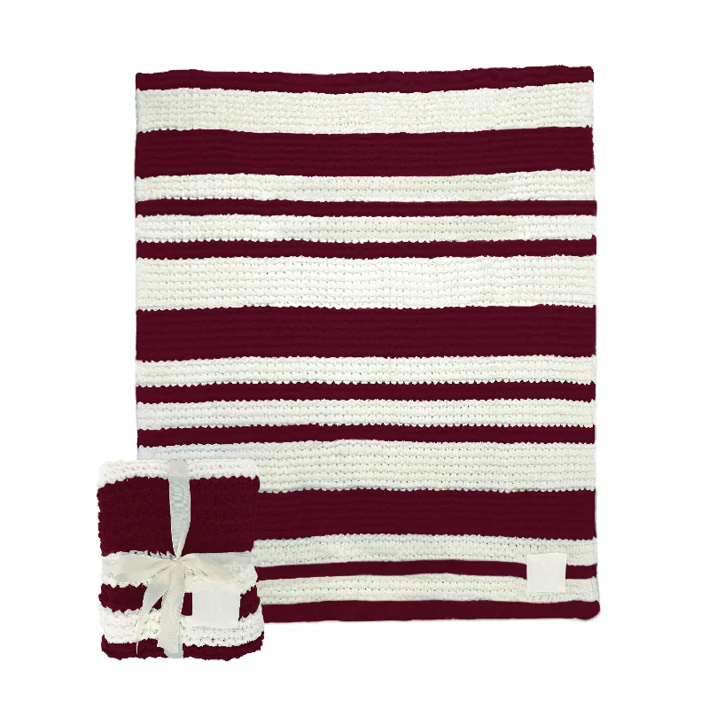 Plain Maroon Cable Knit Throw 50x60