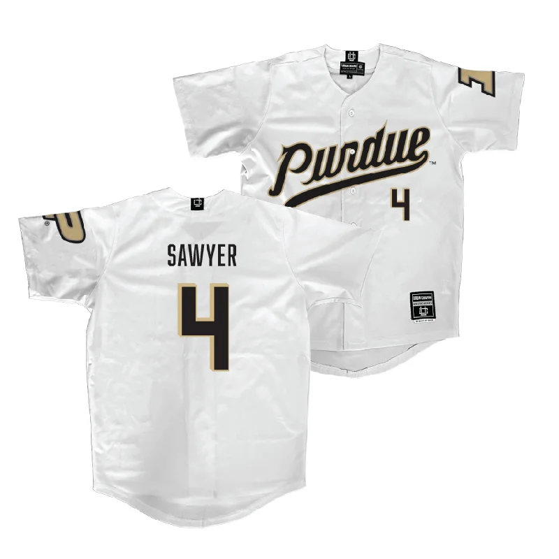 Purdue Baseball White Jersey    - Barron Sawyer