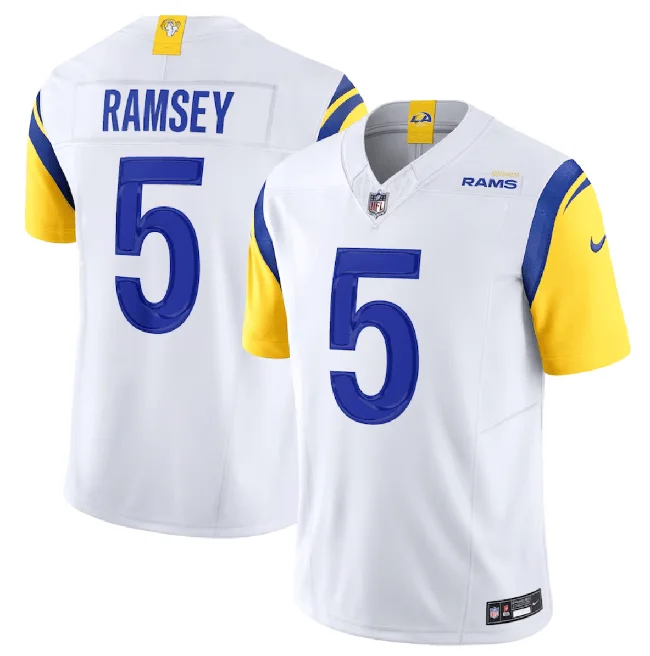 Men's Los Angeles Rams #5 Jalen Ramsey White 2023 F.U.S.E. Untouchable Limited Football Stitched Jersey