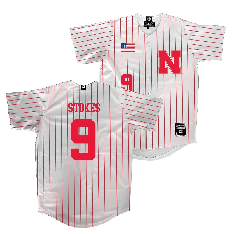 Nebraska Baseball White Jersey - Rhett Stokes | #9