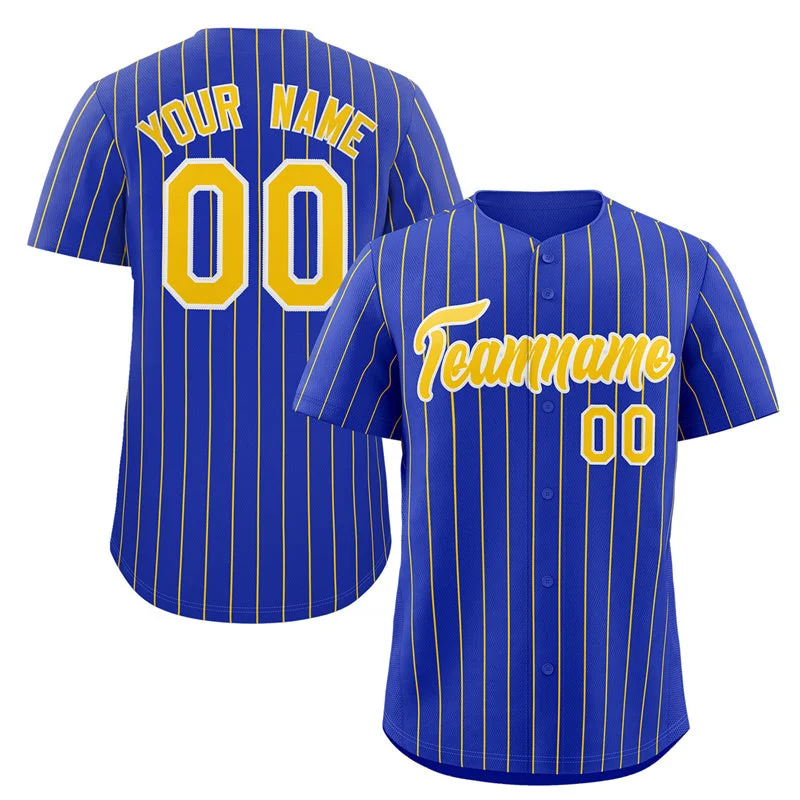 Custom Royal Gold-White Stripe Fashion Authentic Baseball Jersey