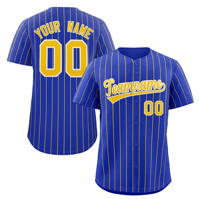 Custom Royal Gold-White Stripe Fashion Authentic Baseball Jersey