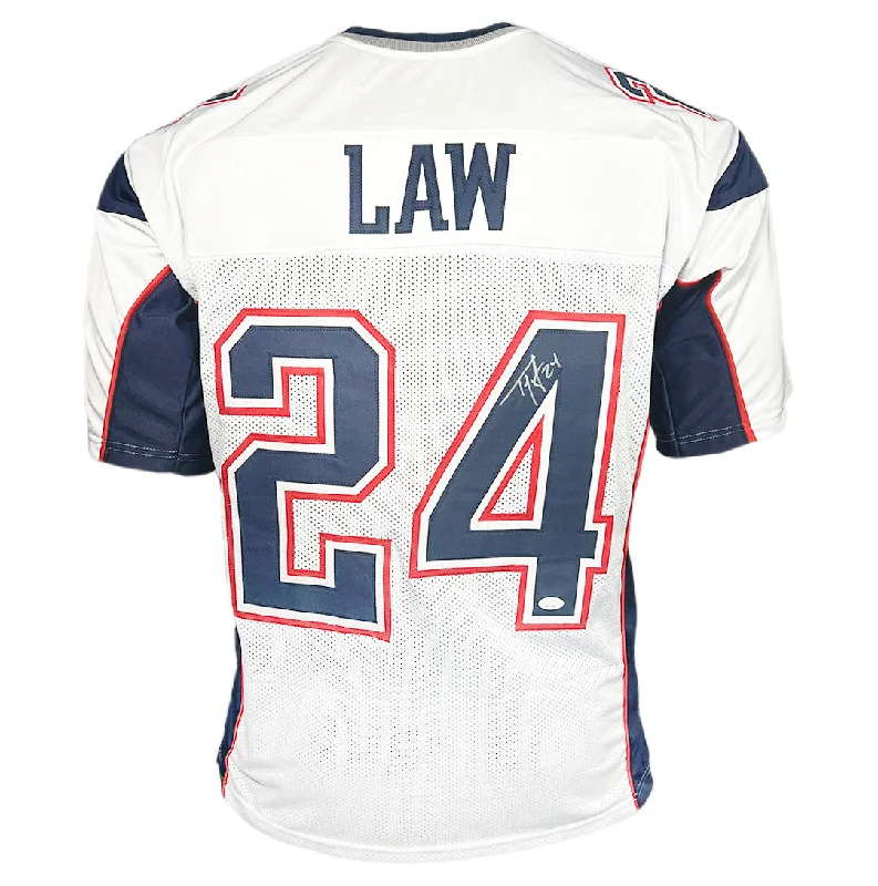 Ty Law Signed New England White Football Jersey (BECKETT)