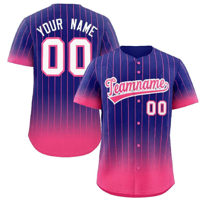 Custom Purple Pink-White Gradient Stripe Fashion Authentic Baseball Jersey