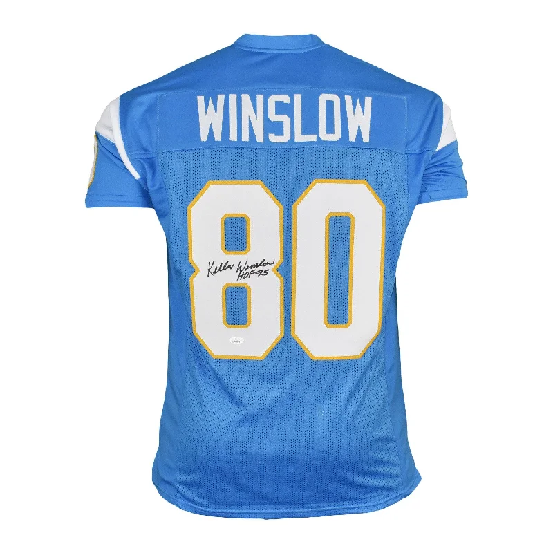 Kellen Winslow Signed HOF '95 InscriptionPro-Edition Light Blue Football Jersey (Beckett)