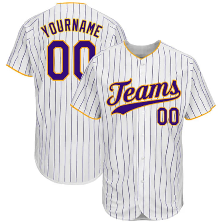 Custom Name Pinstripe White Baseball Uniforms