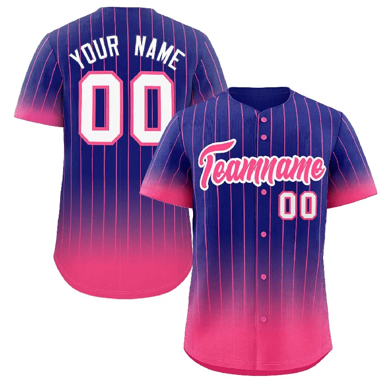 Custom Purple Pink-White Gradient Stripe Fashion Authentic Baseball Jersey