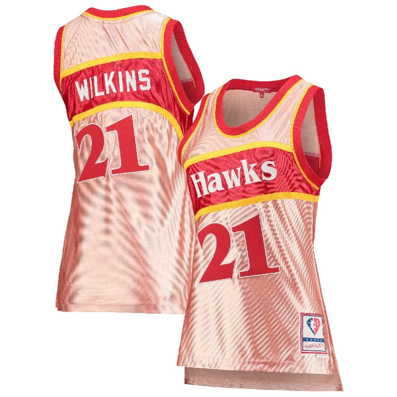 Dominique Wilkins Atlanta Hawks Women's 75th Anniversary Rose Gold 1986 Swingman Basketball Jersey - Pink