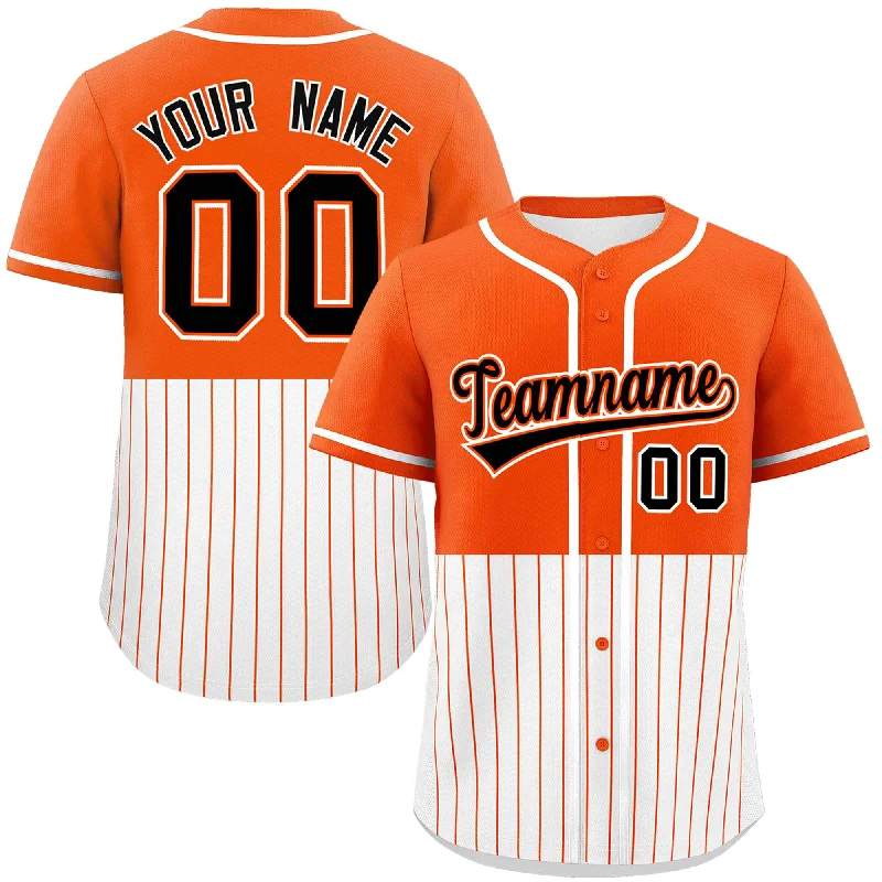 Custom Orange White Personalized Half Stripe Design Authentic Baseball Jersey