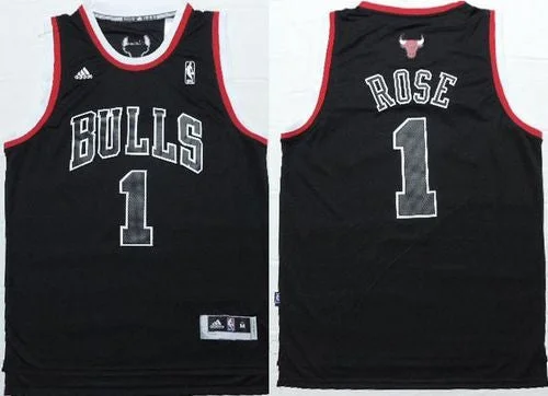 Bulls #1 Derrick Rose Black Shadow Red Stitched Basketball Jersey