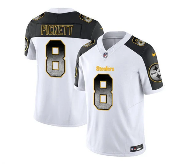 Men's Pittsburgh Steelers #8 Kenny Pickett White/Black 2023 F.U.S.E. Untouchable Limited Football Stitched Jersey