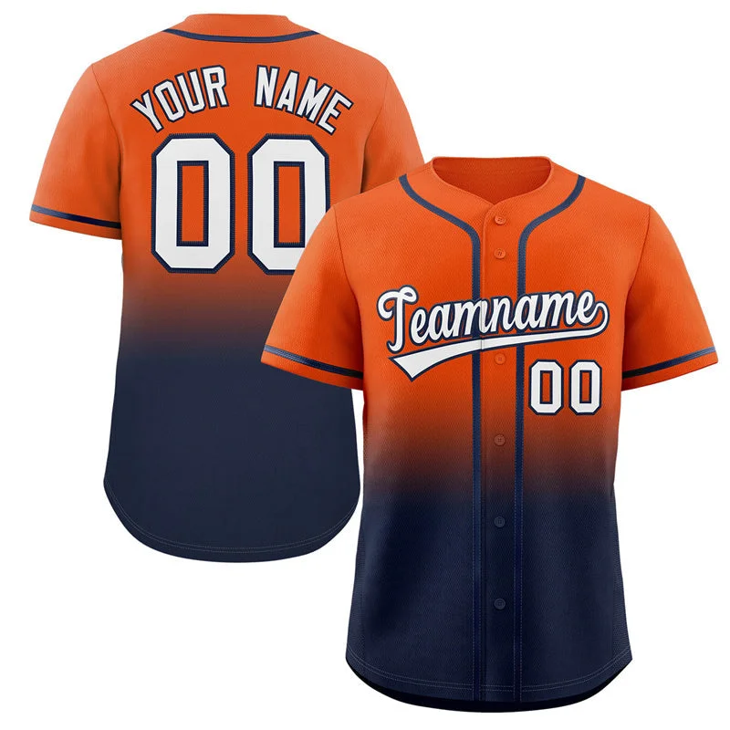 Custom Orange Navy Gradient Fashion Authentic Baseball Jersey