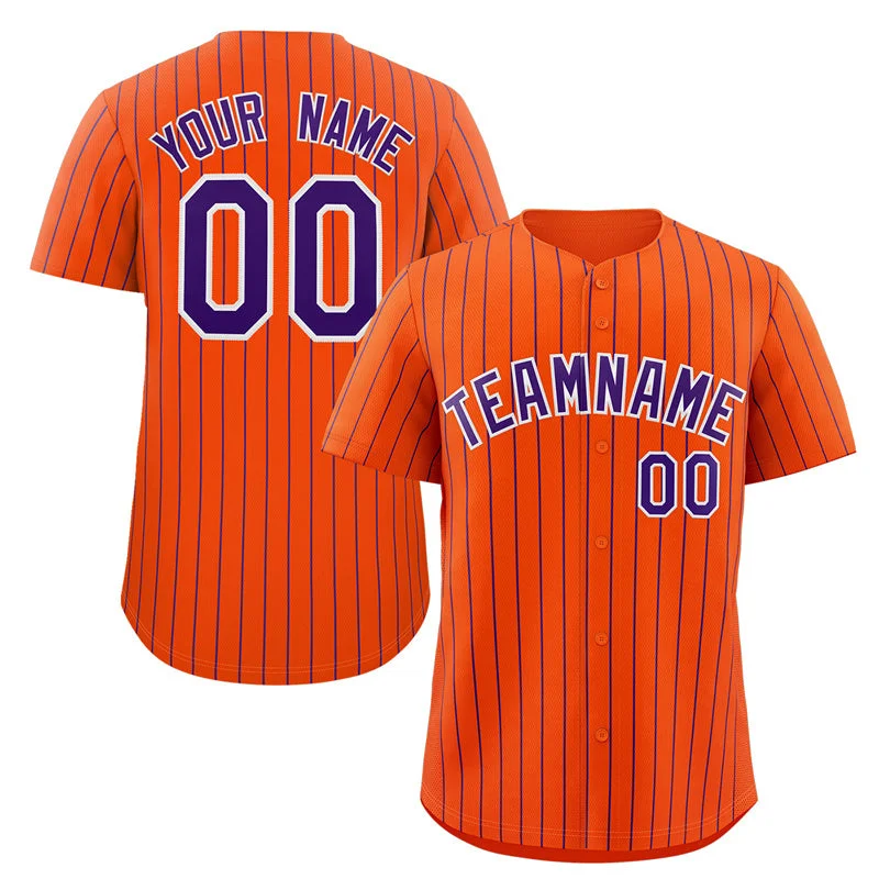 Custom Orange Purple-White Stripe Fashion Authentic Baseball Jersey