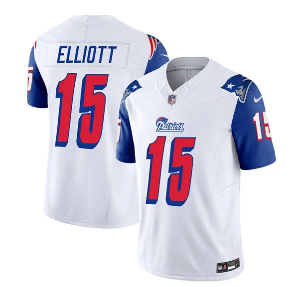 Men's New England Patriots #15 Ezekiel Elliott White/Blue 2023 F.U.S.E. Limited Football Stitched Jersey