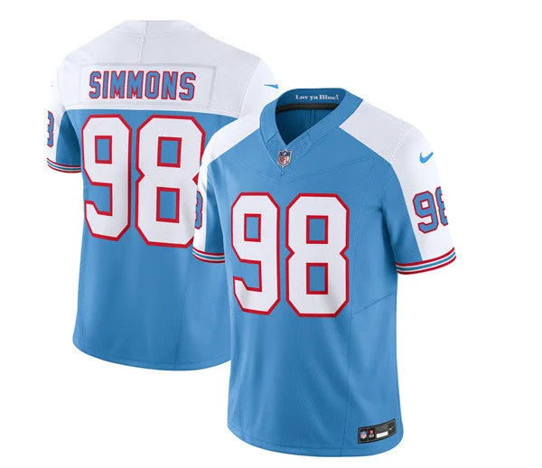 Men's Tennessee Titans #98 Jeffery Simmons Blue/White 2023 F.U.S.E. Limited Throwback Football Stitched Jersey