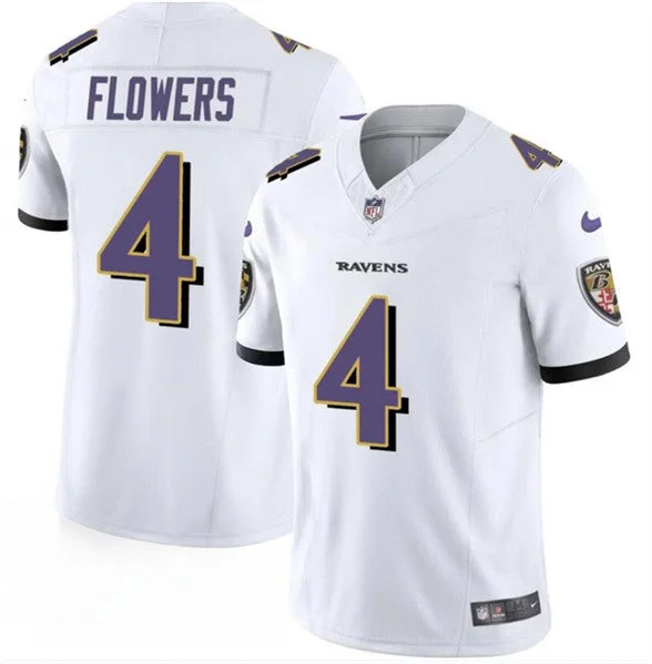 Men's Baltimore Ravens #4 Zay Flowers White 2023 F.U.S.E. Limited Football Stitched Jersey