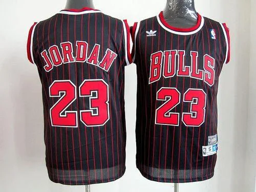 Bulls #23 Michael Jordan Black With Red Throwback Stitched Basketball Jersey