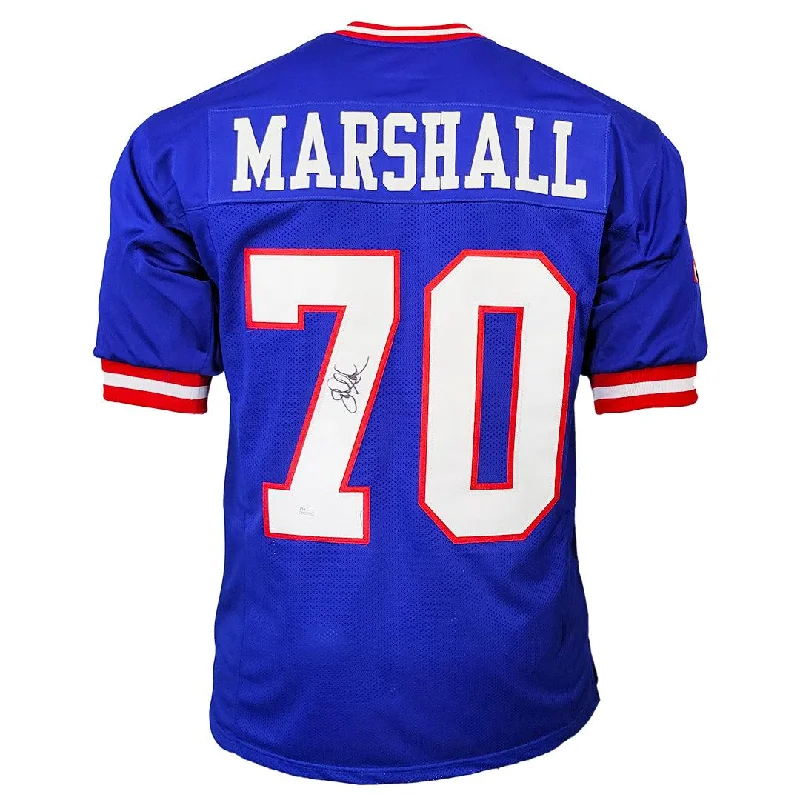 Leonard Marshall Signed New York Blue Football Jersey (JSA)