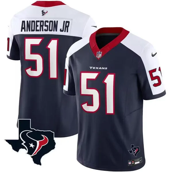 Men's Houston Texans #51 Will Anderson Jr. White/Navy 2023 F.U.S.E. Untouchable Limited Football Stitched Jersey