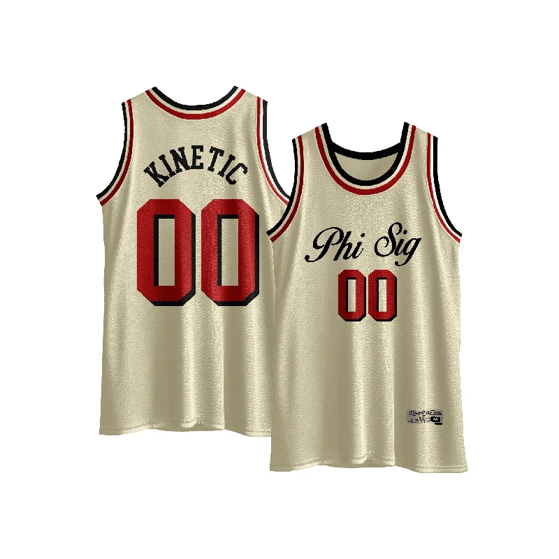 Phi Sigma Kappa - VIntage Cream Basketball Jersey