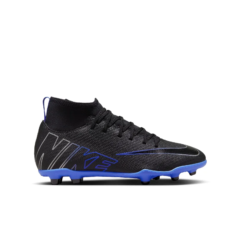 Nike Junior Mercurial Superfly 9 Club FG/MG Soccer Cleat - Black/Chrome-Hyper Royal