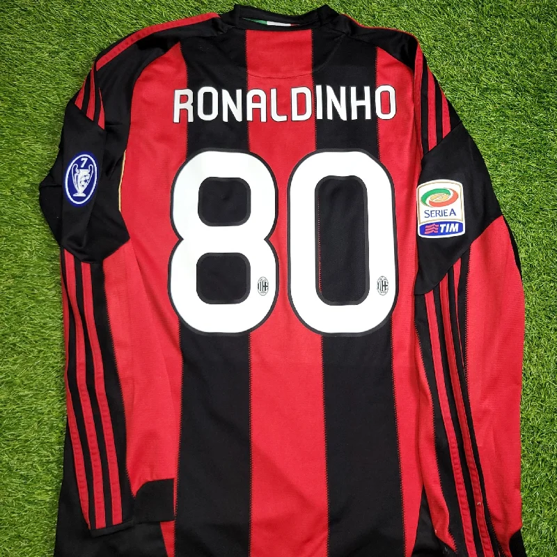 Ronaldinho AC Milan 2010 2011 Home Long Sleeve Soccer Jersey Shirt M SKU# P96287