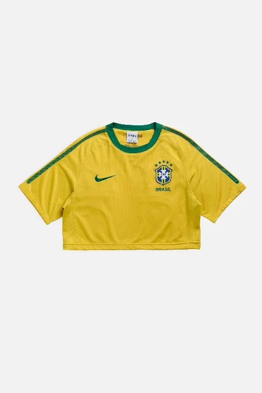 Rework Crop Brazil Soccer Jersey - S