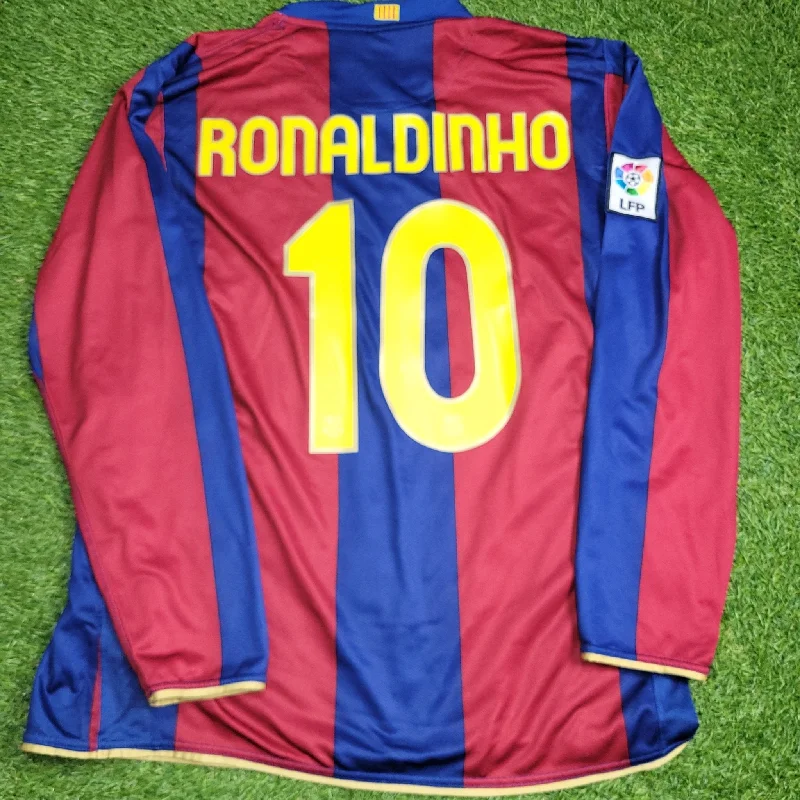 Ronaldinho Barcelona Anniversary 2007 2008 Long Sleeve Soccer Jersey Shirt L SKU# 244793-655