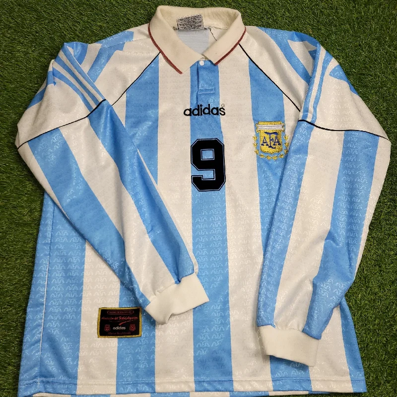 Batistuta Argentina 1996 1997 COPA AMERICA Home Long Sleeve Soccer Jersey Shirt L