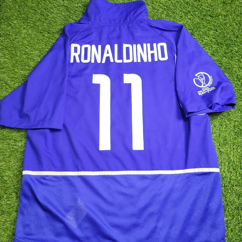 Ronaldinho Brazil 2002 WORLD CUP Away Soccer Jersey Shirt L SKU# 182266