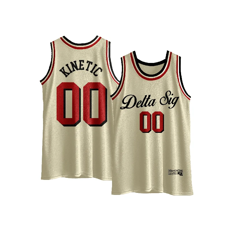 Delta Sigma Phi - VIntage Cream Basketball Jersey