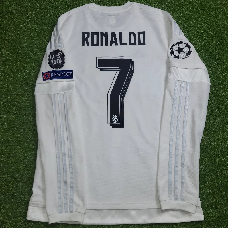 Cristiano Ronaldo Real Madrid 2015 2016 Long Sleeve UEFA FINAL Soccer Jersey Shirt M SKU# S12653