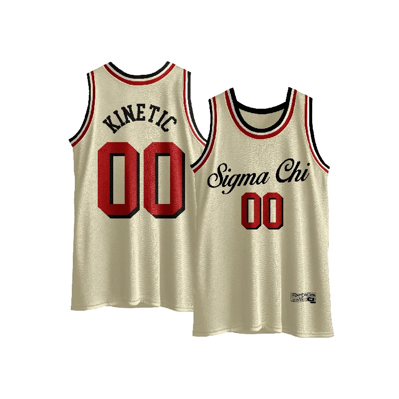 Sigma Chi - VIntage Cream Basketball Jersey